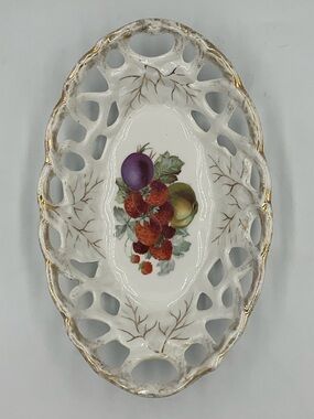 Antique Openwork Porcelain Fruit Bowl Made in Germany